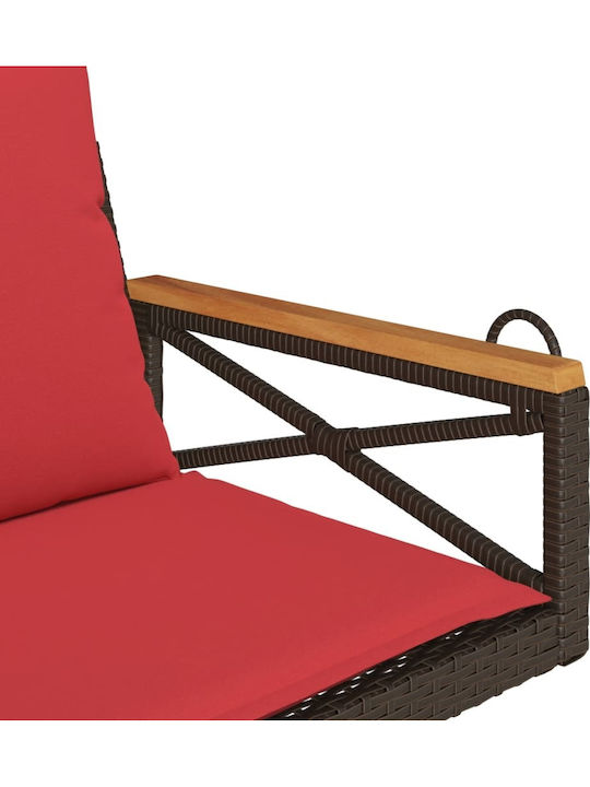 Hanging Armchair Swing with Brown Rattan Pillow Load Weight up to 110kg L63xD62xH40cm