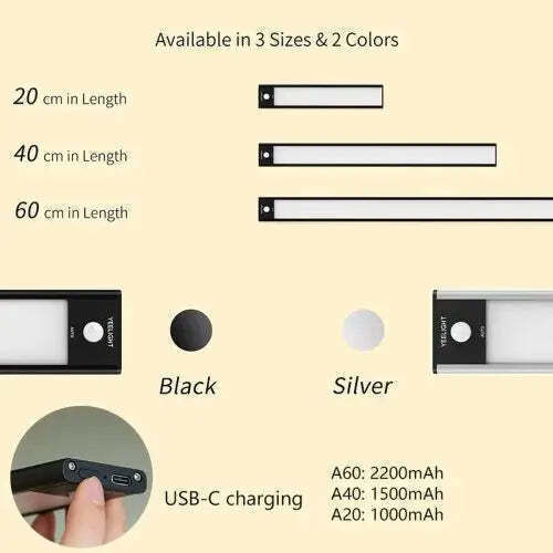 Xiaomi Lampă Pentru Dulap Cu Senzor De Mișcare 2200mah 600x39x9mm Negru