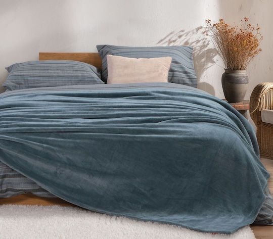 Nef-Nef Homeware Cosy Κουβέρτα Fleece Μονή 160x220εκ. Dusty Blue