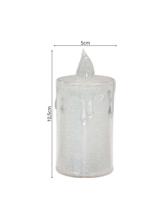 Decorative Candle 10.5 Cm Transparent Warm White 1 Led White