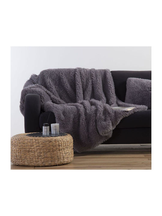 Nef-Nef Homeware Iverson Κουβέρτα Γούνινη Καναπέ 130x170εκ. Grey