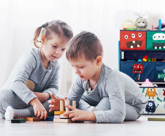 Relaxdays Foldable Fabric Blue Toy Storage Box 70x92.5x30cm