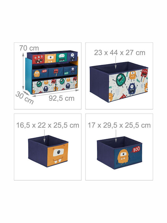 Relaxdays Foldable Fabric Blue Toy Storage Box 70x92.5x30cm