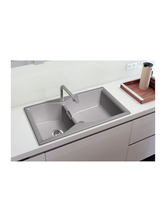 Macart Prestige Ένθετος Νεροχύτης Inox Μ90xΠ50cm Ασημί