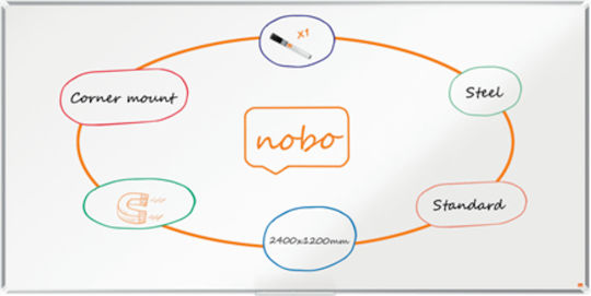 Nobo Nobo Premium Plus Tablă Lacuită Din Oțel 240x120 Cm Magnetică Include Tavă Pentru Markere Albă