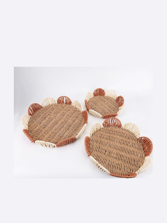 Tavă Decorativă Împletită Rotundă 3 Bucăți