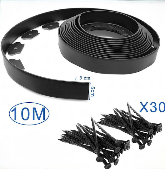Set Gardă Viu De Grădină 30 Ancore Incluse Polipropilenă Lățime 5 Cm Lungime 10 M Negru