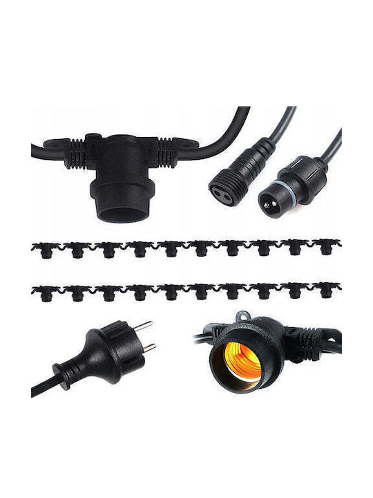 Alista Home Lichterkette 20 Lichtquellen 20m 20xe27 Schwarze IP65