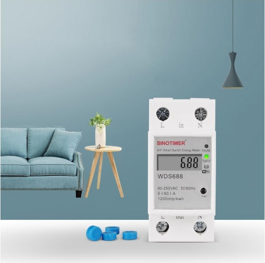 Еднофазен Превключвател Sinotimer Wds688 5-60A 230V Смарт WiFi Управление От Многофункционално Мобилно Приложение