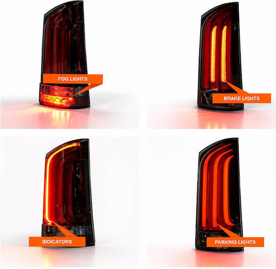 Rear Taillights Set Mercedes-Benz Vito W447 14+ Look W448 Full Led Bar & Led Signal Dynamic Black Crystal
