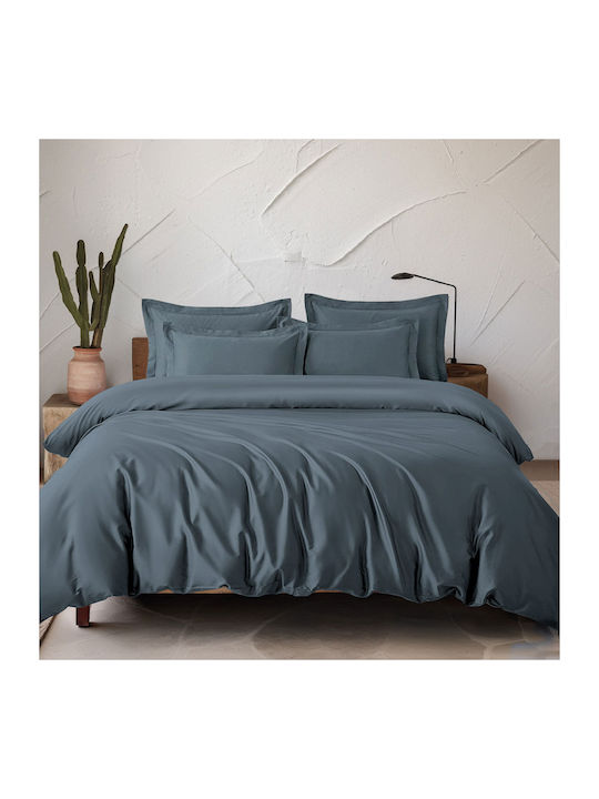 Rythmos Σετ Παπλωματοθήκη 240x260cm Υπέρδιπλη με 2 Μαξιλαροθήκες Γκρι Μπλε