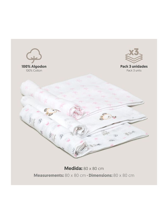 Interbaby Πάνες Αγκαλιάς Γκρι 80x80εκ. 3τμχ
