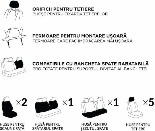 Universal Seat Covers Set Hlx2 Compatible Mitsubishi – Black Grey
