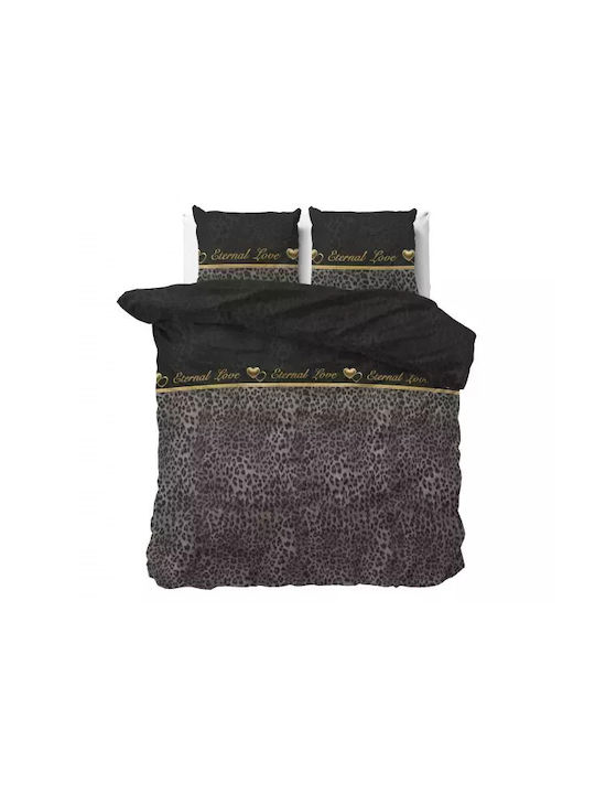 Sleeptime Duvet Cover Set Single with Pillowcase 140x220 Black Velvet-Black Metal