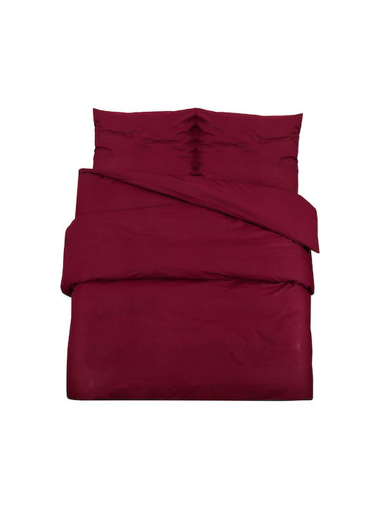 vidaXL Duvet Cover Set Double with 2 Pillowcases 200x200 Bordeaux