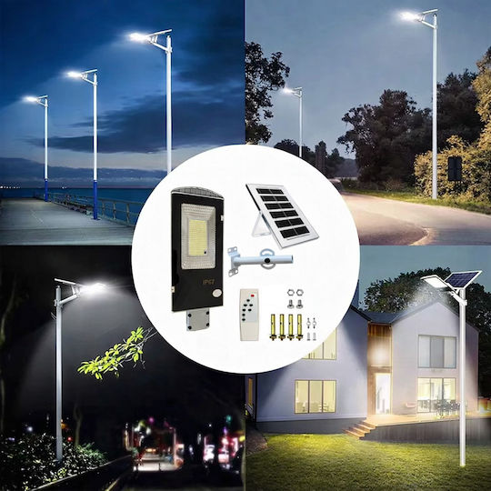 Lampă Solară de Stradă 300W 4200lm Alb Cald 3000K cu Senzor de Mișcare Fotocelulă și Telecomandă IP67 35x29cm