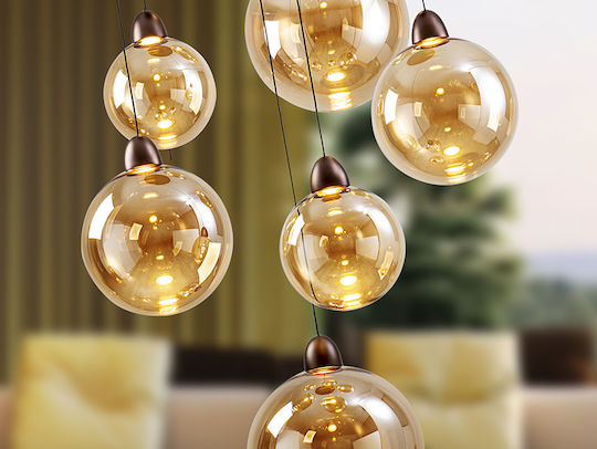 Copper Hanging Ceiling Light Honey LED with Warm White Light