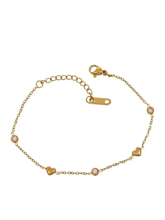 Damenträger Armband Kette mit Herz-Design aus vergoldetem Stahl