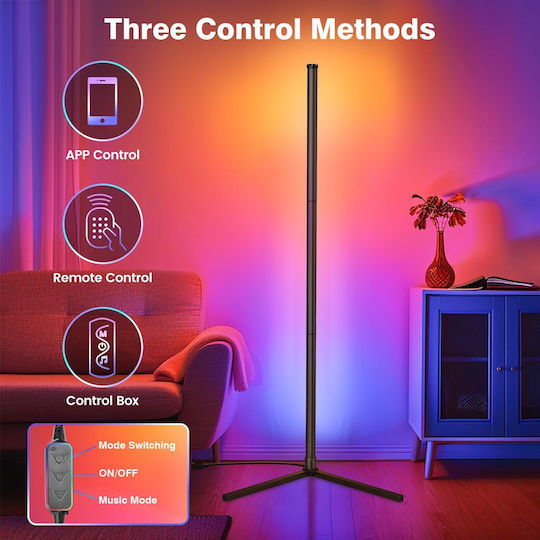 Qova LED Lampadar de Podea Înălțime 160cm cu Lumină RGB 1000lm Multicolor