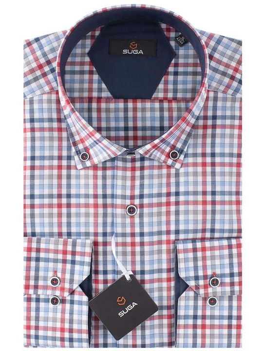 Long Sleeve Shirt Regular Fit Checked Burgundy