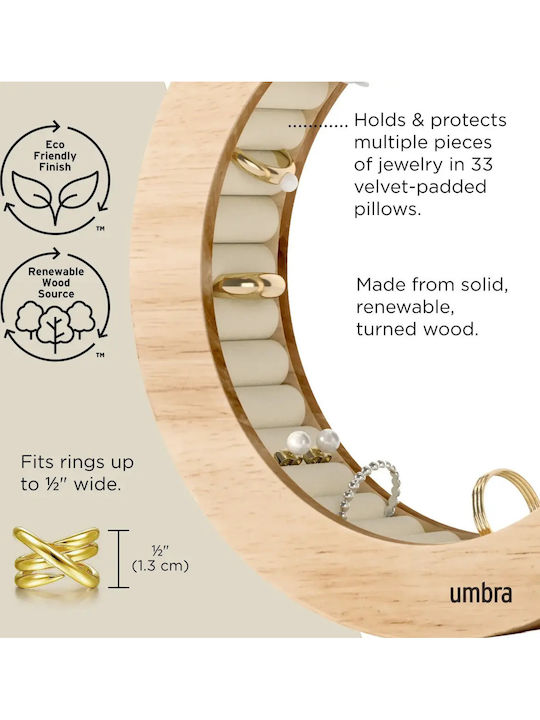 Umbra Сет Дървен Златен Диск За Бижута 13x13см