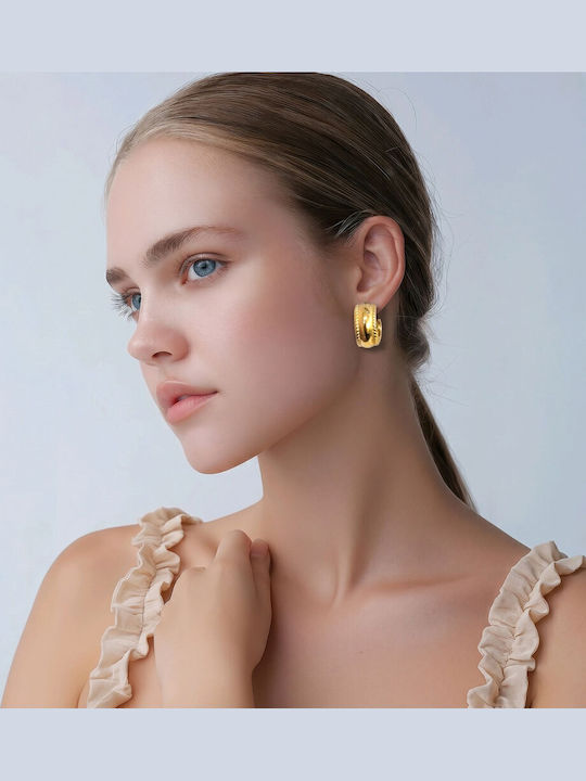 Touch Earrings Hoops Gold Plated Steel 10 358 Gold