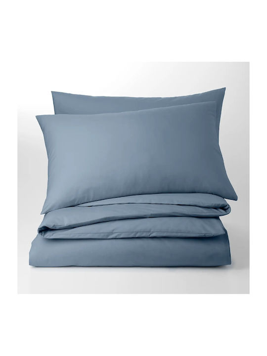 My Home Luxury Duvet Cover Set Cotton Single with Pillowcase 160x240 Powder Blue