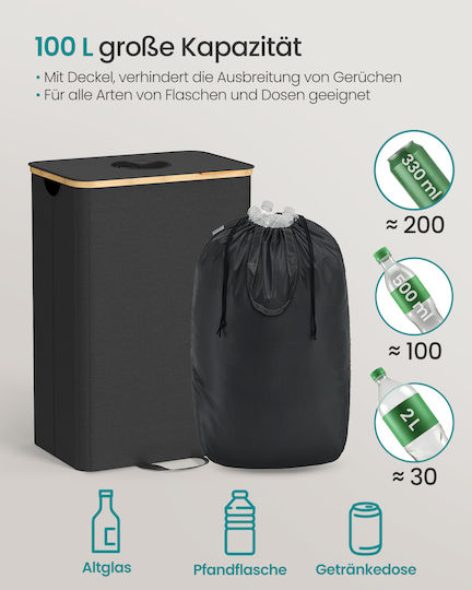 Songmics Recycling Mülleimer Kunststoff mit Sensor 100lt Schwarzer