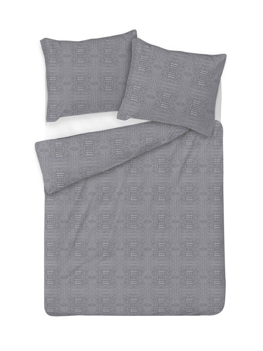 Matex Duvet Cover Set Cotton Single with Pillowcase 140x200 Gray