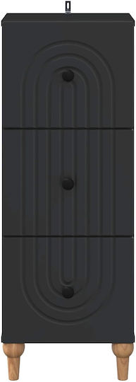 Chest of Drawers Bedroom Wood & Metal Black 33x34.5x90cm