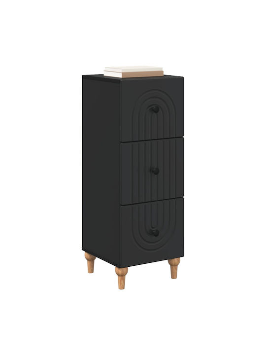 vidaXL Kommode Schlafzimmer aus Holz & Metall Schwarz 33x34.5x90cm