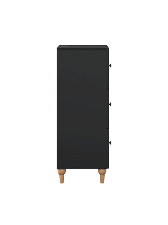 vidaXL Kommode Schlafzimmer aus Holz & Metall Schwarz 33x34.5x90cm