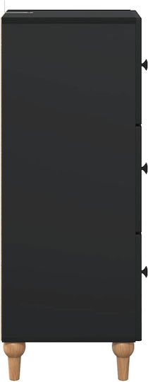 Chest of Drawers Bedroom Wood & Metal Black 33x34.5x90cm