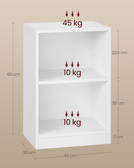 Bedside Table Wooden White 40x30x60cm