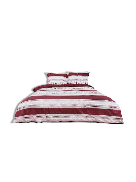 Matex Duvet Cover Set Cotton Queen with 2 Pillowcases 220x200 Red