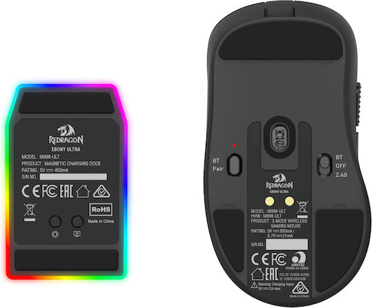 Redragon M998-ULTRA Kabelloses RGB Gaming Maus 30000 DPI Schwarzes