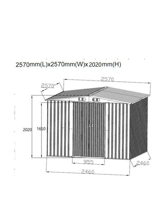 Metallisches Gartenhaus M2.59xP2.57xH2.02m