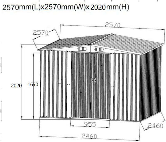 Metallisches Gartenhaus M2.59xP2.57xH2.02m