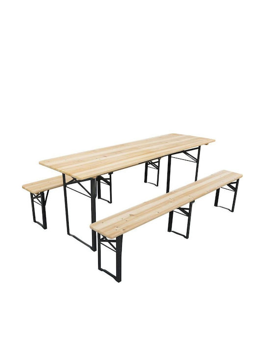Zusammenklappbarer Garten- und Terrassentisch Schwarz 180x60x75cm