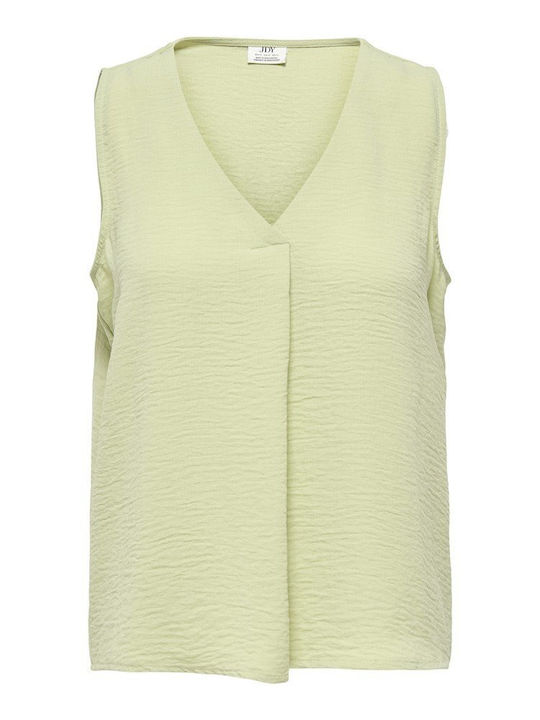Women's Sleeveless Blouse with V-Neckline Green