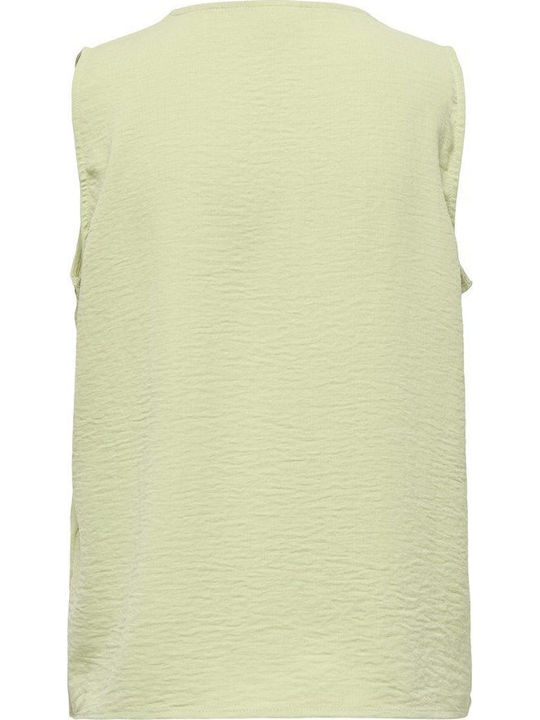 Women's Sleeveless Blouse with V-Neckline Green