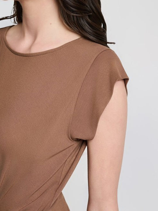Women's Blouse Short Sleeve Brown
