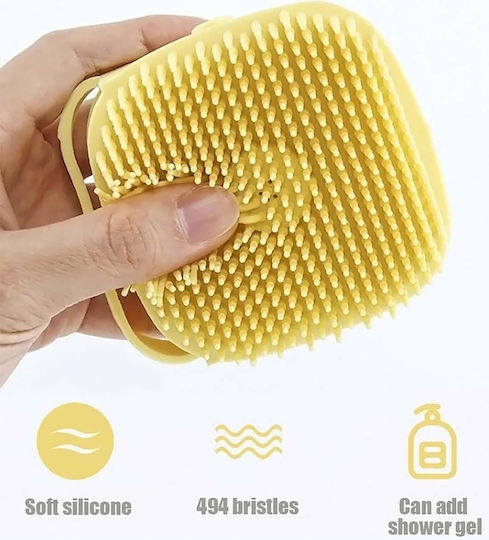 Silicone Bath Brush Shower Gel Container Yellow