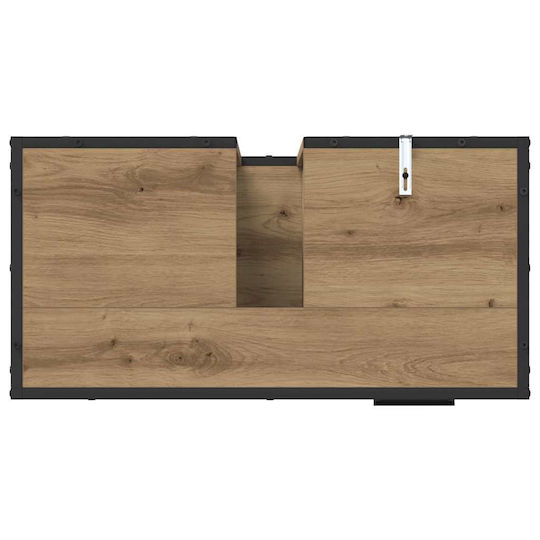 vidaXL Unitate De Mobilier Pentru Baie Fără Lavoar Cu Oglindă M65xB33xH60cm Stejar Artisan