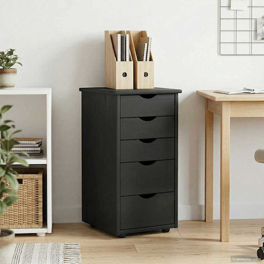 Office Storage Drawer from Solid Wood with Wheels Grey 34x39x61.5cm