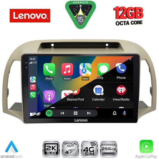 Lenovo Car Audio System for Nissan Micra 2002-2010 Bluetooth USB WiFi GPS Apple CarPlay Android Auto with 9" Touch Screen