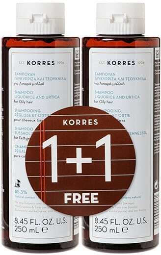 Korres Licorice & Urtica Σαμπουάν κατά της Πιτυρίδας για Λιπαρά Μαλλιά 2x250ml