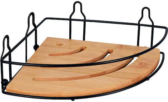 Bisk Γωνιακή Επιτοίχια Ραφιέρα Μπάνιου Bamboo Μαύρη