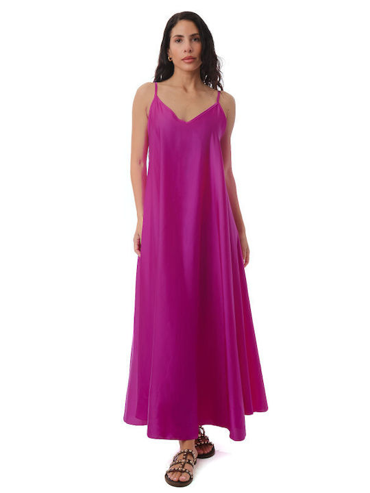 Sommer Maxi Kobi-Nezong Satin Kleid Magenta