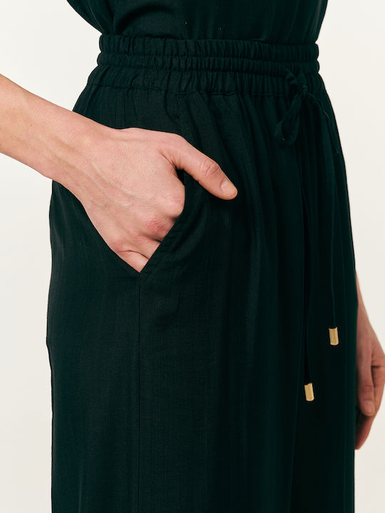 Damen Stoffhose mit Gummiband Schwarz